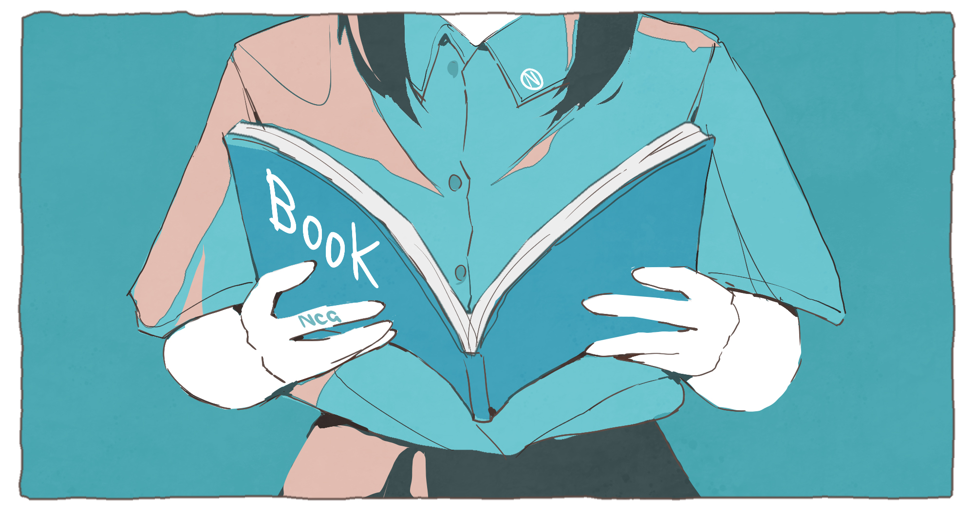 女の子が本を読んでるイラスト　フリー