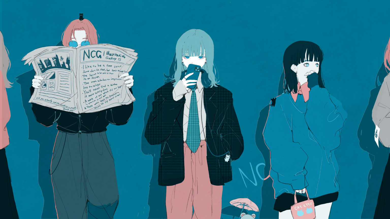 複数の女の子のイラスト　フリー