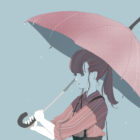 傘さす女の子のフリーイラスト