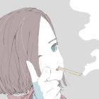 煙草吸うクール女子のフリーイラスト