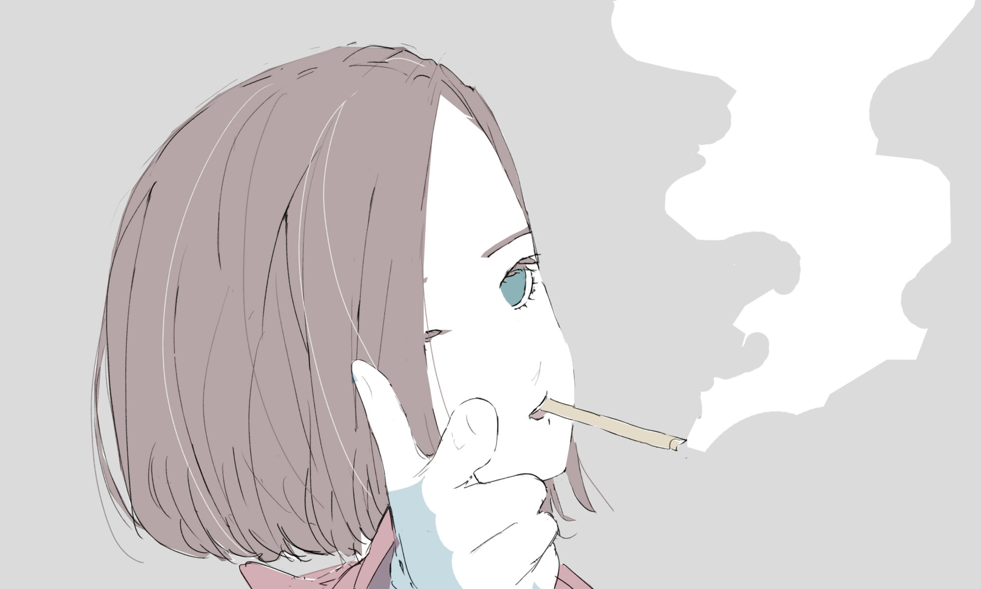 煙草吸うクール女子のフリーイラスト