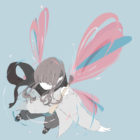 蝶々の羽を描く女の子のイラスト