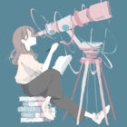 天体望遠鏡を覗く女の子　イラスト