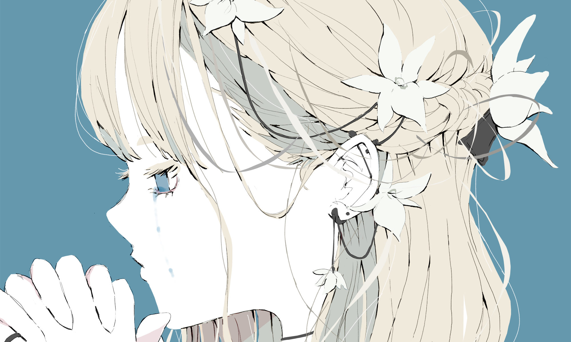 花の髪飾りの女の子のイラスト/フリーアイコン